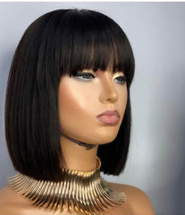 Virgin hair glues less 12 inch 200 density bob